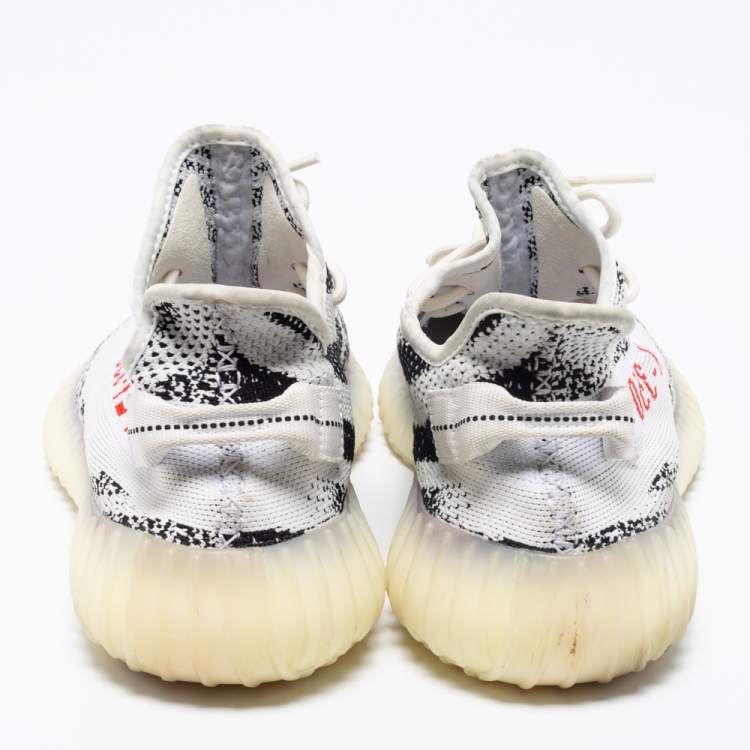 مملوكة مسبقًا   Yeezy x Adidas White/Black Knit Fabric Boost 350 V2 Zebra Sneakers Size 46