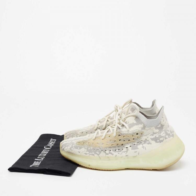 Pre Owned Yeezy x Adidas Grey/White  Knit Fabric Boost 380 Calcite Glow Sneakers Size 42 2/3