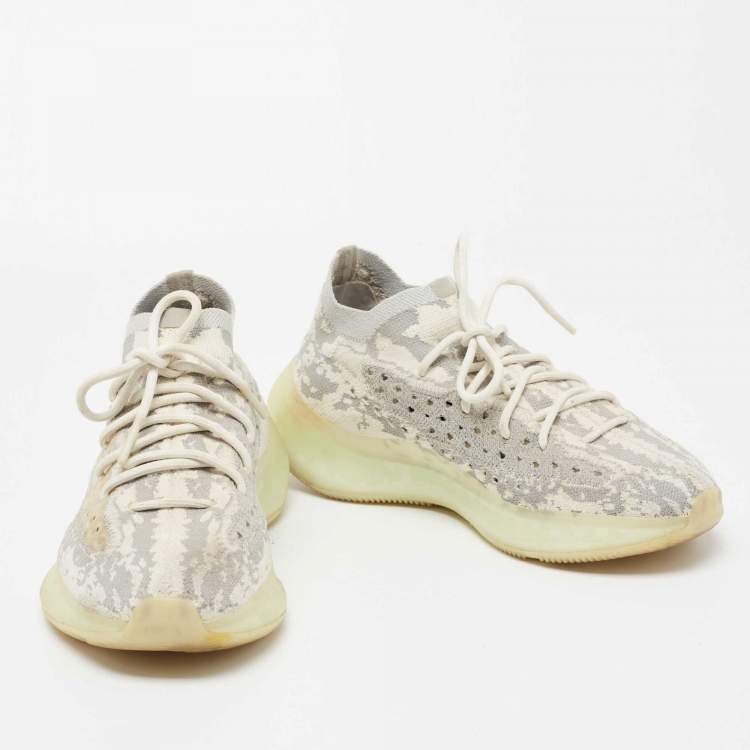 Pre Owned Yeezy x Adidas Grey/White  Knit Fabric Boost 380 Calcite Glow Sneakers Size 42 2/3