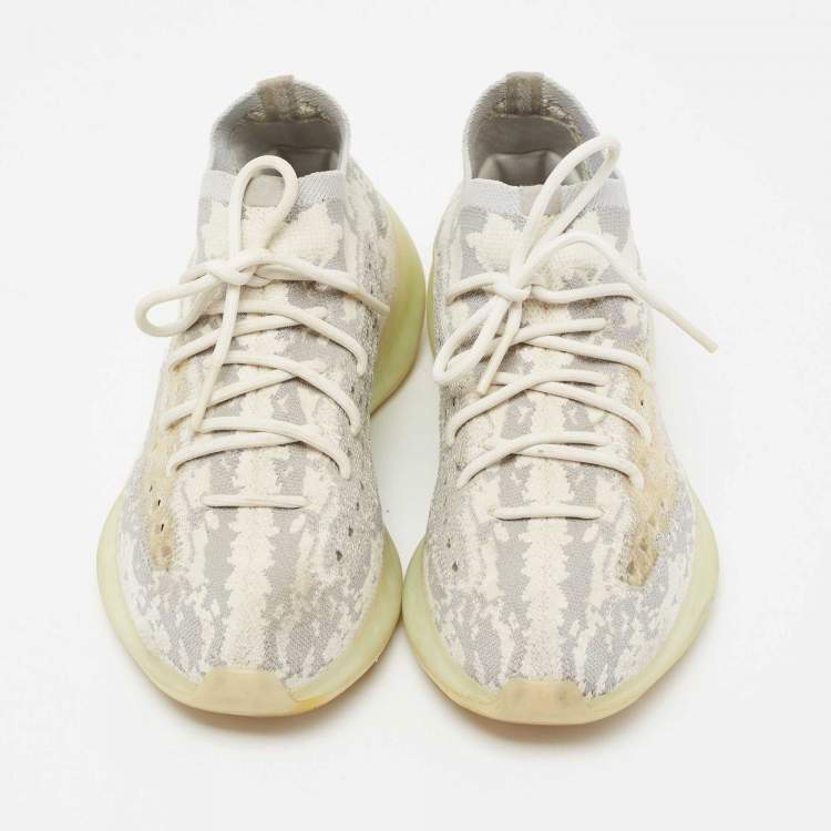 Pre Owned Yeezy x Adidas Grey/White  Knit Fabric Boost 380 Calcite Glow Sneakers Size 42 2/3
