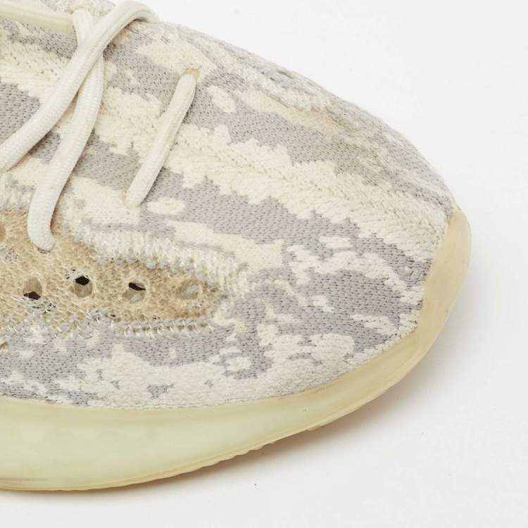 Pre Owned Yeezy x Adidas Grey/White  Knit Fabric Boost 380 Calcite Glow Sneakers Size 42 2/3