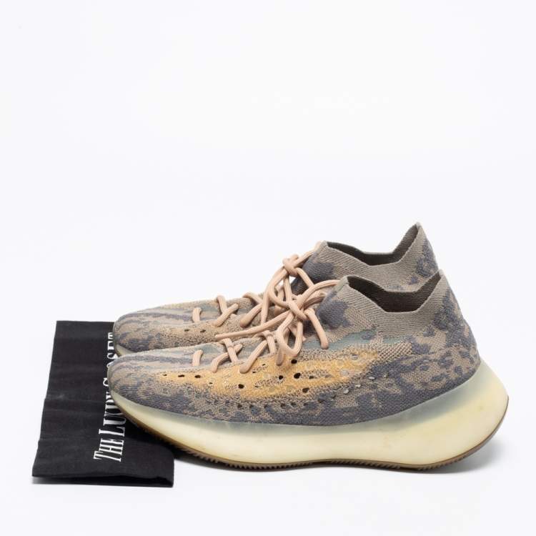 Pre Owned Yeezy x Adidas Grey/Beige Knit Fabric Boost 380 V2 Mist Sneakers Size 42 2/3