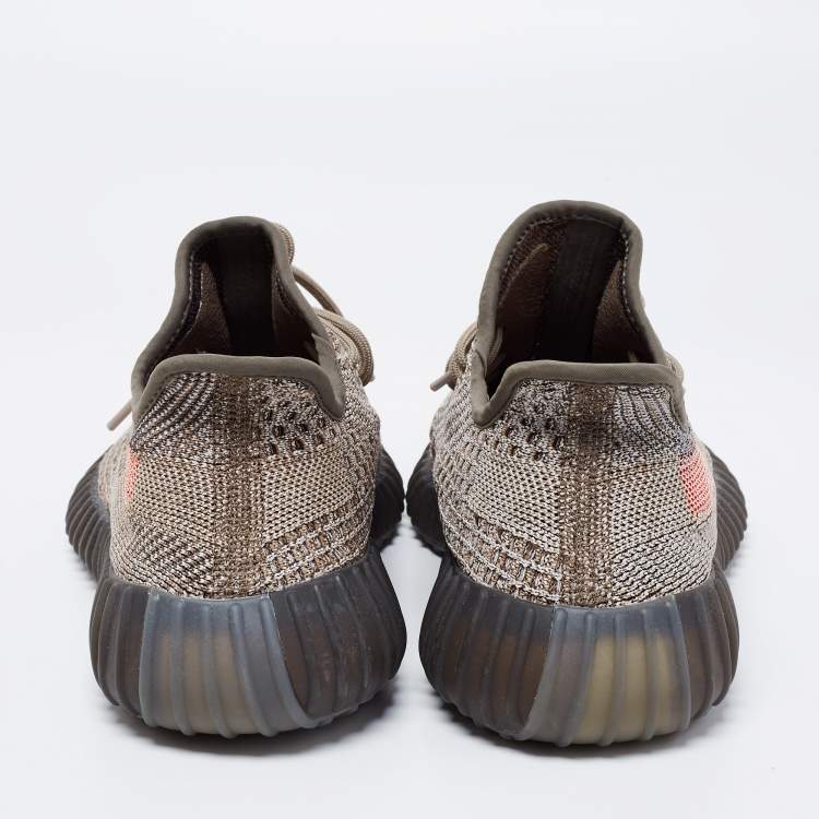 Pre Owned Yeezy x Adidas Multicolor Knit Fabric Boost 350 V2 Ash Stone Low Top Sneakers Size 43 1/3