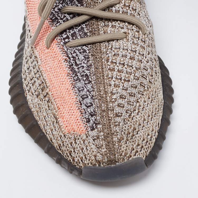 Pre Owned Yeezy x Adidas Multicolor Knit Fabric Boost 350 V2 Ash Stone Low Top Sneakers Size 43 1/3