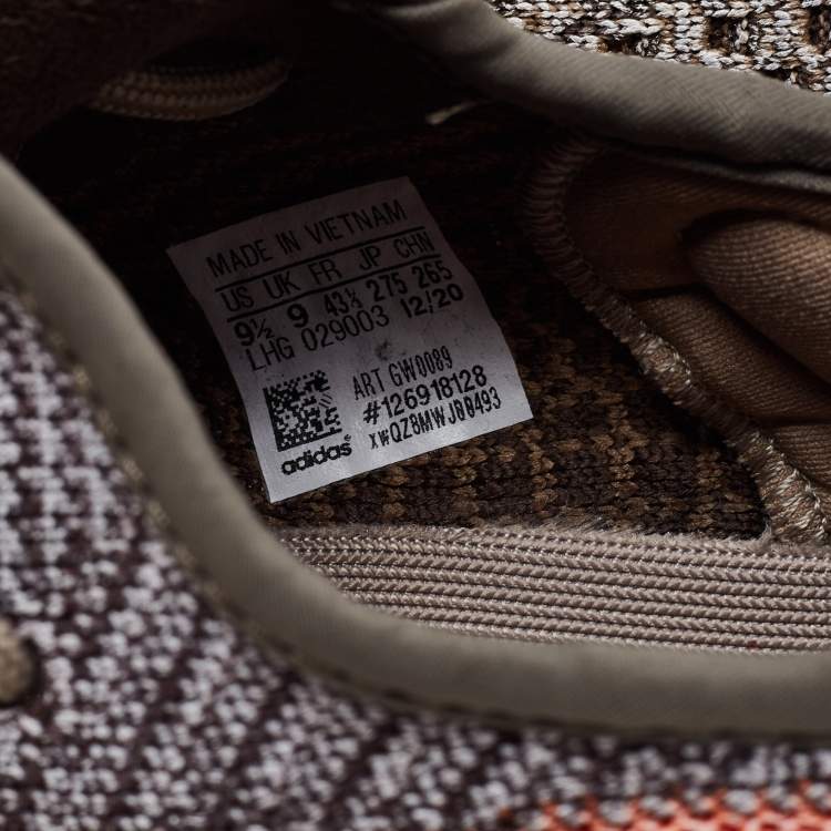 Pre Owned Yeezy x Adidas Multicolor Knit Fabric Boost 350 V2 Ash Stone Low Top Sneakers Size 43 1/3