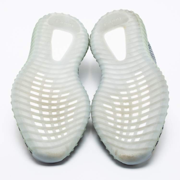 Pre Owned Adidas x Yeezy Boost 350 V2 Ash Blue/Grey Knit Fabric Lace Up Sneakers Size 43 1/3