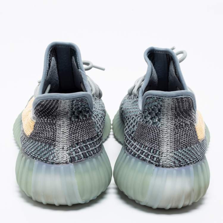 Pre Owned Adidas x Yeezy Boost 350 V2 Ash Blue/Grey Knit Fabric Lace Up Sneakers Size 43 1/3