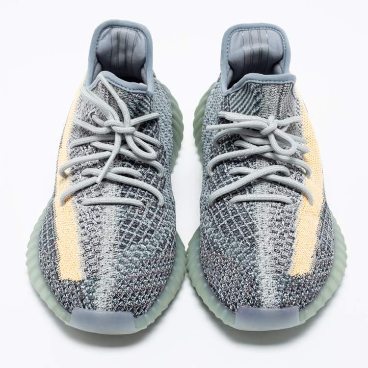 Pre Owned Adidas x Yeezy Boost 350 V2 Ash Blue/Grey Knit Fabric Lace Up Sneakers Size 43 1/3
