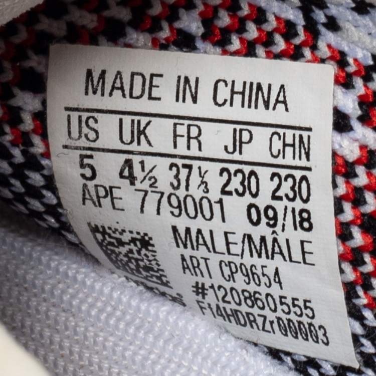 Pre Owned Yeezy x adidas White/Black Knit Fabric Boost 350 V2 Zebra Sneakers Size 37 1/3
