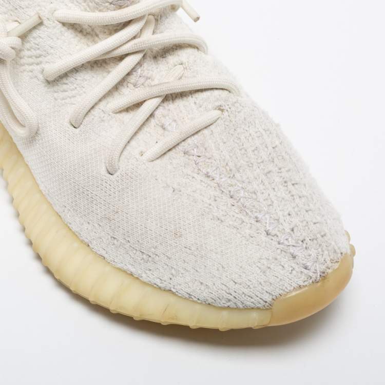 مملوكة مسبقًا Yeezy x Adidas White Knit Fabric Boost 350 V2 Cream Low-Top Sneakers Size 38 2/3