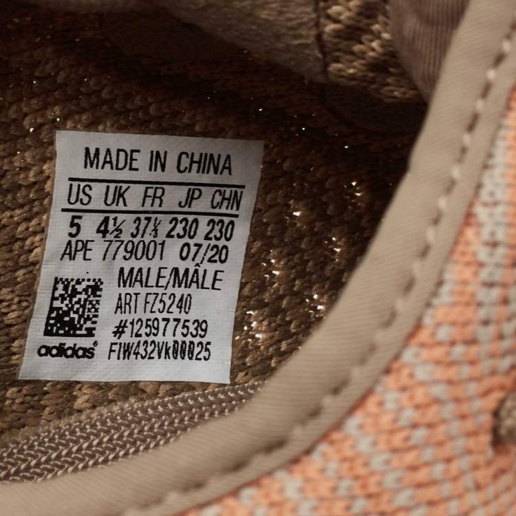 Pre Owned Yeezy x Adidas Light Brown Knit Fabric Boost 350 V2 Sand Taupe Sneakers Size 37 1/3