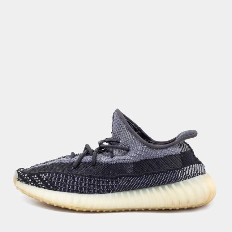Pre Owned Yeezy x Adidas Black Knit Fabric Boost 350 V2 Carbon Low-Top Sneakers Size 43 1/3