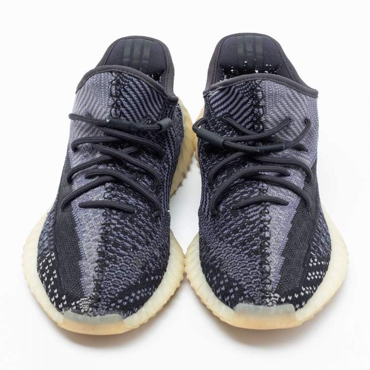 Pre Owned Yeezy x Adidas Black Knit Fabric Boost 350 V2 Carbon Low-Top Sneakers Size 43 1/3