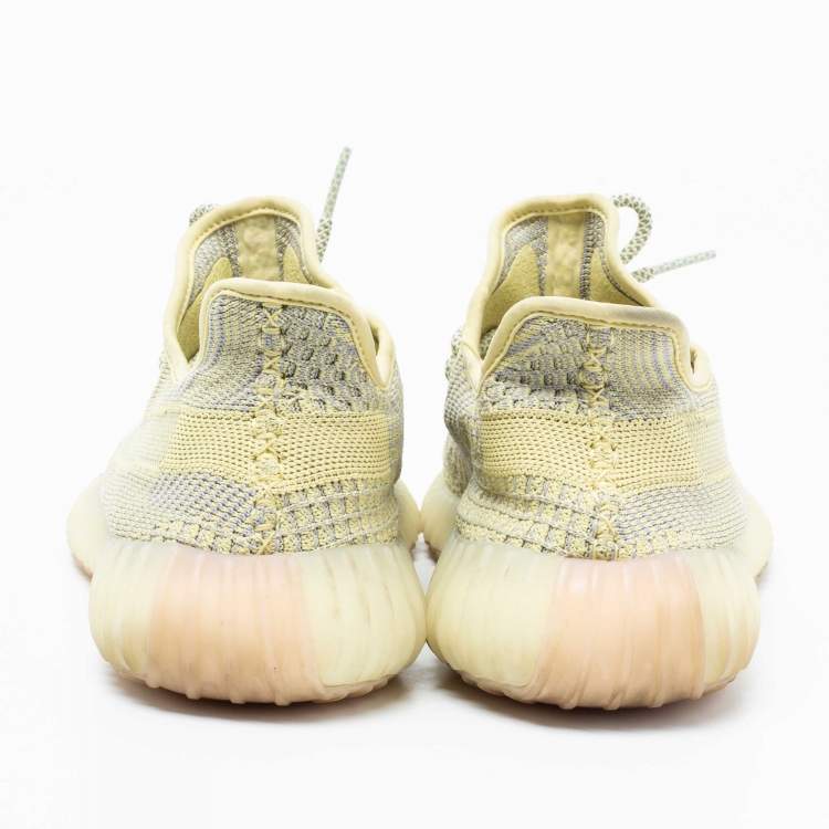 Pre Owned Yeezy x adidas Lime Yellow Knit Fabric Boost 350 V2 Antlia Low-Top Sneakers Size 42 2/3