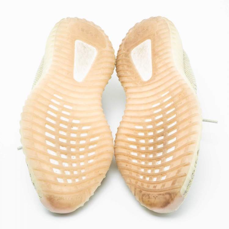 Pre Owned Yeezy x adidas Lime Yellow Knit Fabric Boost 350 V2 Antlia Low-Top Sneakers Size 42 2/3