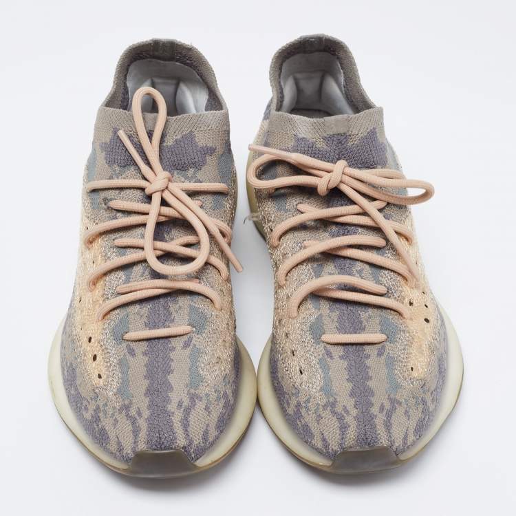 Pre Owned Yeezy x adidas Grey/Beige Knit Fabric Boost 380 Mist Low-Top Sneakers Size 43 1/3