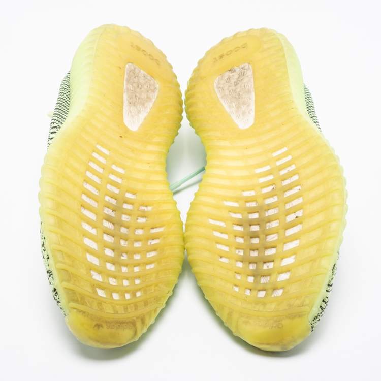 Pre Owned Yeezy x adidas Green Knit Fabric Boost 350 V2 Semi Frozen Sneakers Size 43 2/3