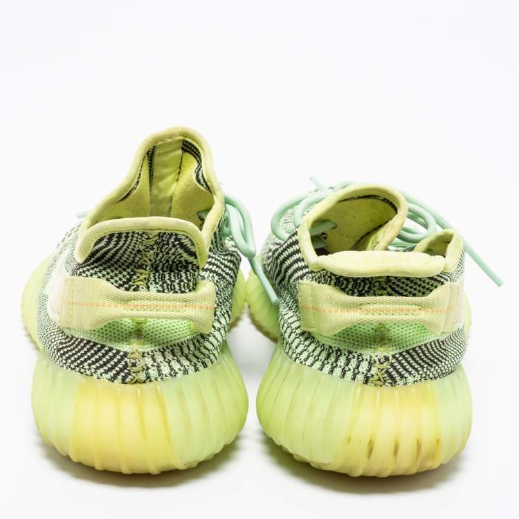 Pre Owned Yeezy x adidas Green Knit Fabric Boost 350 V2 Semi Frozen Sneakers Size 43 2/3