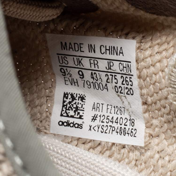 Pre Owned Yeezy x adidas Grey/Brown Knit Fabric Boost 350 Earth Low Top Sneakers Size 43 1/3