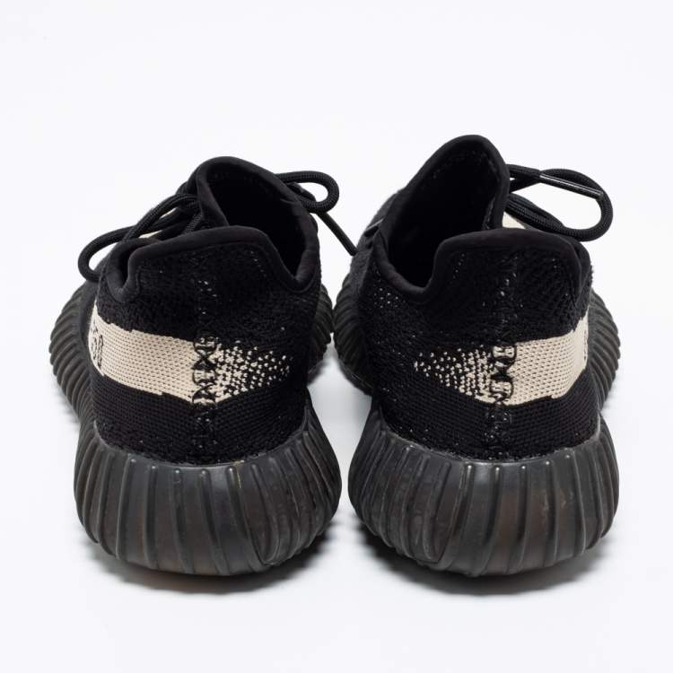 Pre Owned Yeezy x Adidas Black Knit Fabric Boost 350 V2 Low-Top Sneakers Size 41 1/3