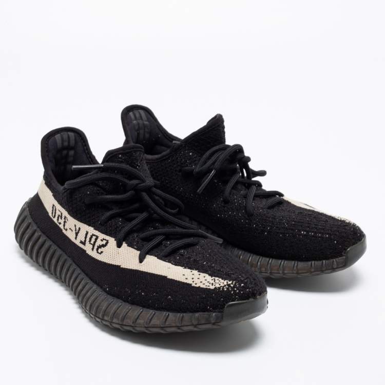 Pre Owned Yeezy x Adidas Black Knit Fabric Boost 350 V2 Low-Top Sneakers Size 41 1/3