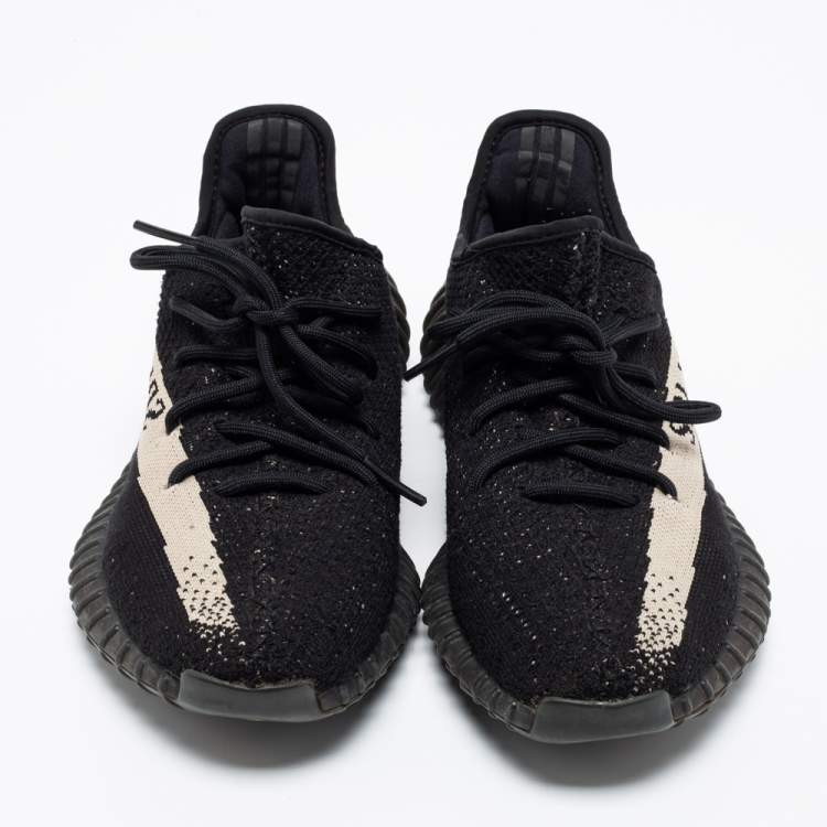 Pre Owned Yeezy x Adidas Black Knit Fabric Boost 350 V2 Low-Top Sneakers Size 41 1/3