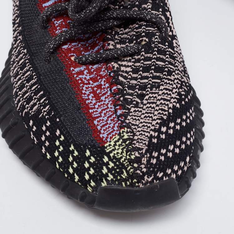 Pre Owned Yeezy x adidas Black Knit Fabric Boost 350 V2 Yecheil Low Top Sneakers Size 38 2/3