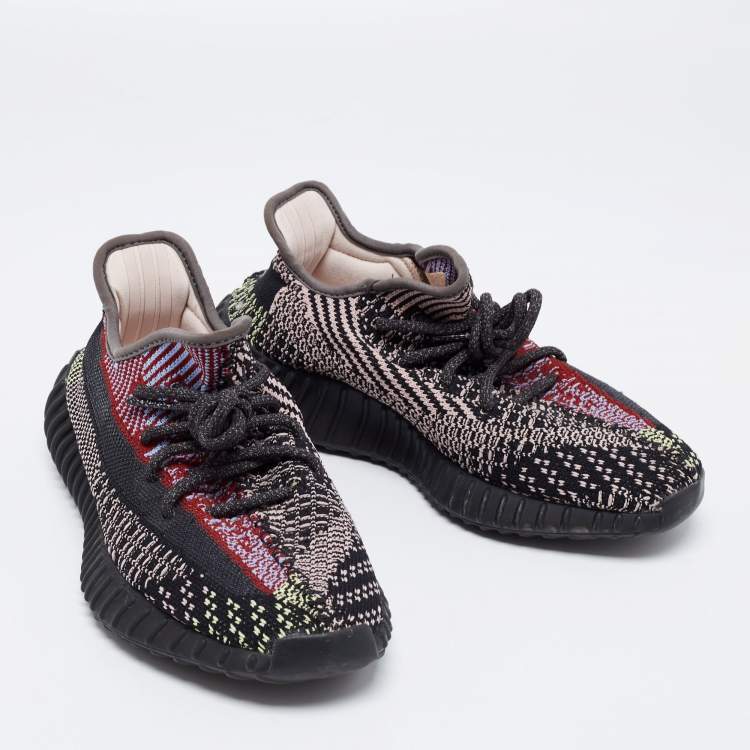 Pre Owned Yeezy x adidas Black Knit Fabric Boost 350 V2 Yecheil Low Top Sneakers Size 38 2/3