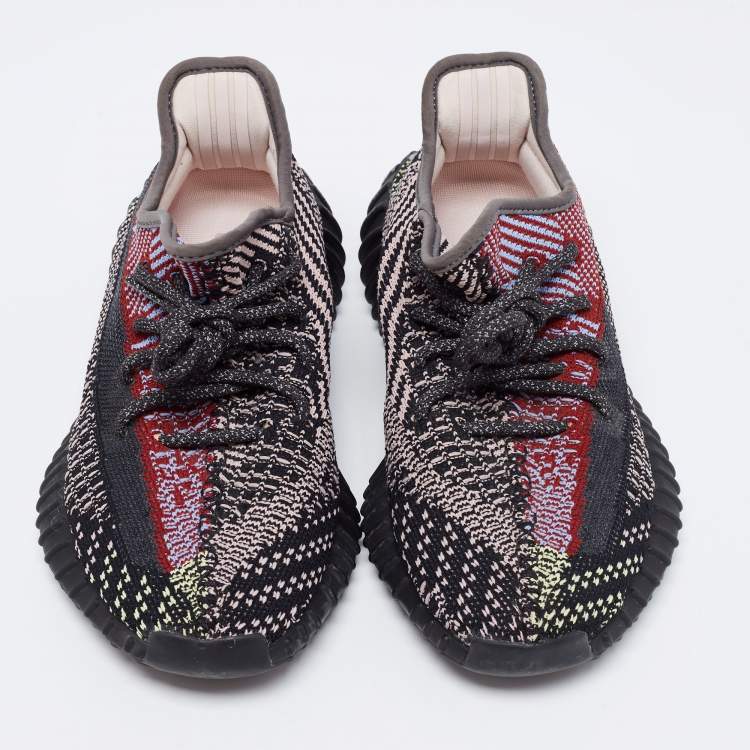 Pre Owned Yeezy x adidas Black Knit Fabric Boost 350 V2 Yecheil Low Top Sneakers Size 38 2/3