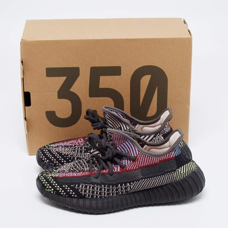 Pre Owned Yeezy x adidas Black Knit Fabric Boost 350 V2 Yecheil Low Top Sneakers Size 38 2/3