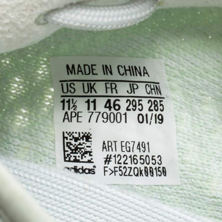 Pre Owned Yeezy x Adidas Mint Green Knit Fabric Boost 350 V2 Hyperspace Sneakers Size 46