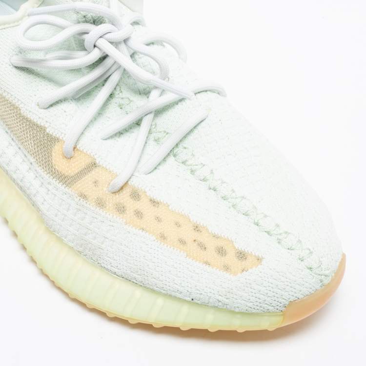Pre Owned Yeezy x Adidas Mint Green Knit Fabric Boost 350 V2 Hyperspace Sneakers Size 46
