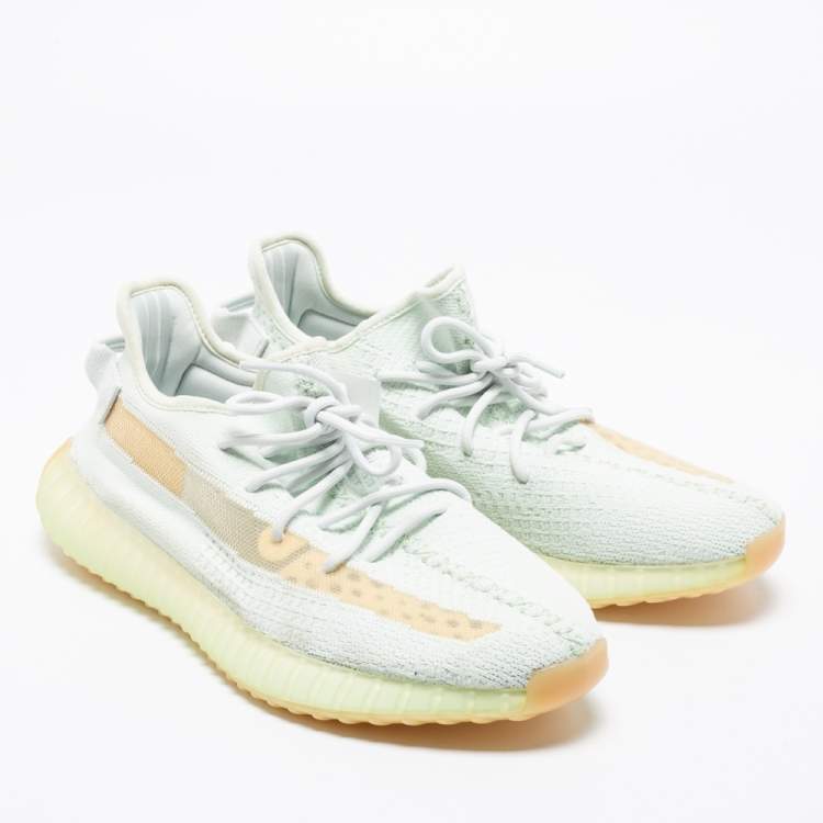 Pre Owned Yeezy x Adidas Mint Green Knit Fabric Boost 350 V2 Hyperspace Sneakers Size 46