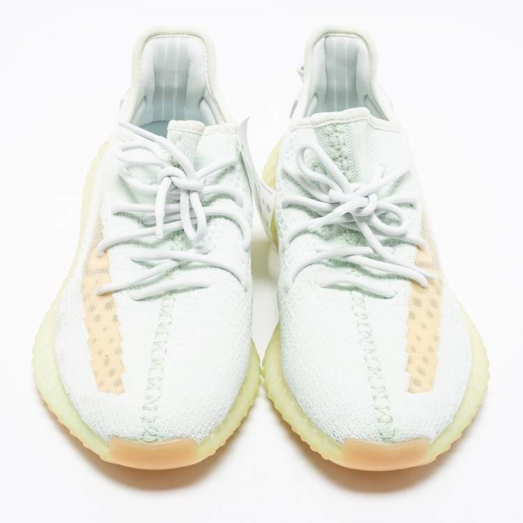 Pre Owned Yeezy x Adidas Mint Green Knit Fabric Boost 350 V2 Hyperspace Sneakers Size 46