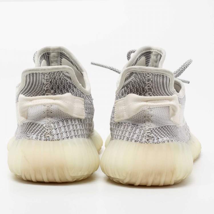 Pre Owned Yeezy x adidas Grey/White Knit Fabric 350 V2 Static Sneakers Size 45 1/3