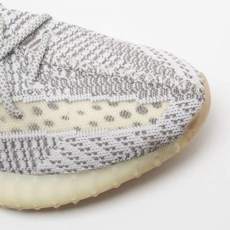 Pre Owned Yeezy x adidas Grey/White Knit Fabric 350 V2 Static Sneakers Size 45 1/3