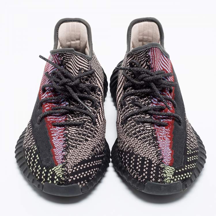 Pre Owned Yeezy x adidas Black Knit Fabric Boost 350 V2 Yecheil Low-Top Sneakers Size 46