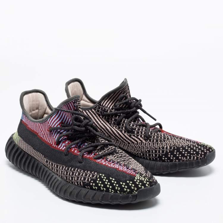 Pre Owned Yeezy x adidas Black Knit Fabric Boost 350 V2 Yecheil Low-Top Sneakers Size 46