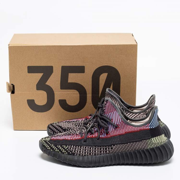Pre Owned Yeezy x adidas Black Knit Fabric Boost 350 V2 Yecheil Low-Top Sneakers Size 46