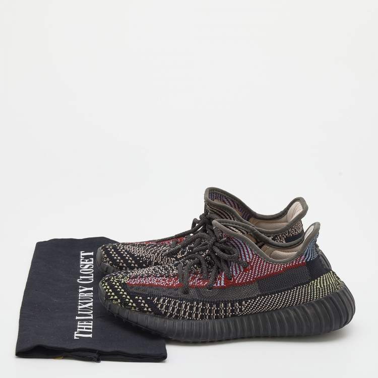 Pre Owned Yeezy x Adidas Black Knit Fabric Boost 350 V2 Yecheil Low Top Sneakers Size 38 2/3
