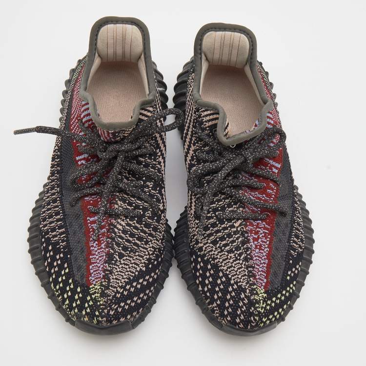Pre Owned Yeezy x Adidas Black Knit Fabric Boost 350 V2 Yecheil Low Top Sneakers Size 38 2/3