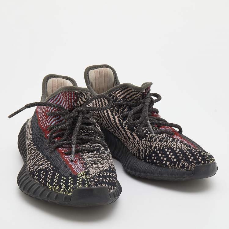 Pre Owned Yeezy x Adidas Black Knit Fabric Boost 350 V2 Yecheil Low Top Sneakers Size 38 2/3