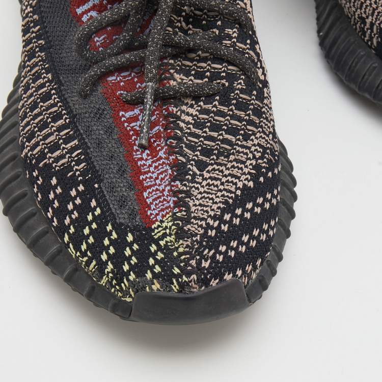 Pre Owned Yeezy x Adidas Black Knit Fabric Boost 350 V2 Yecheil Low Top Sneakers Size 38 2/3