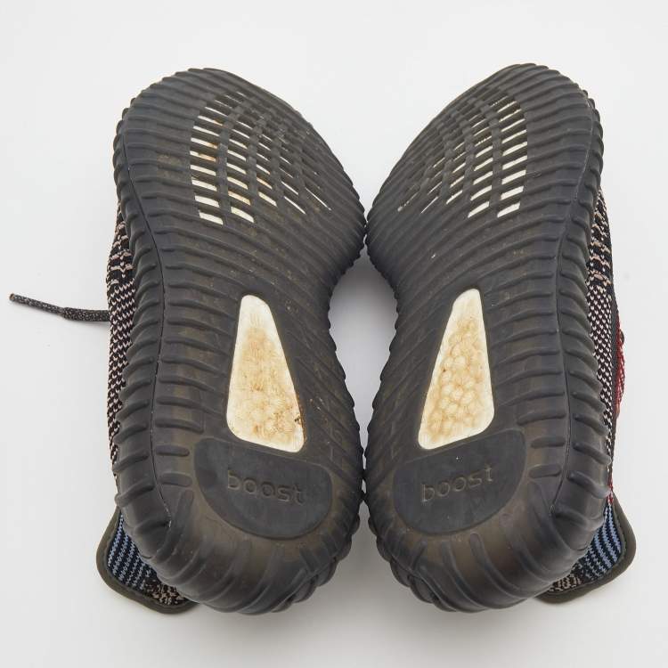 Pre Owned Yeezy x Adidas Black Knit Fabric Boost 350 V2 Yecheil Low Top Sneakers Size 38 2/3