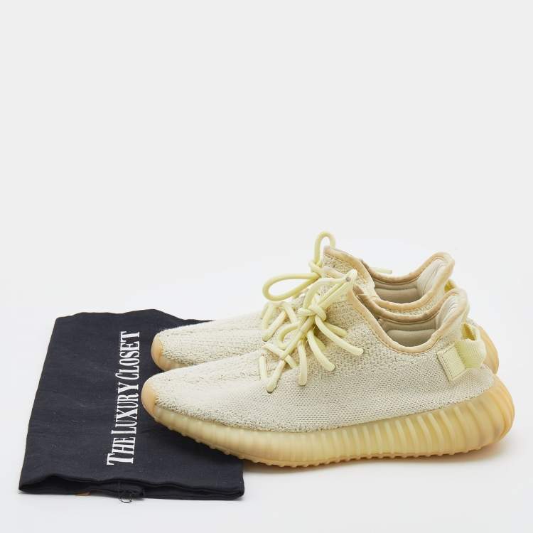 مملوكة مسبقًا Yeezy x Adidas Cream Knit Fabric Boost 350 V2 Butter Low Top Sneakers Size 38