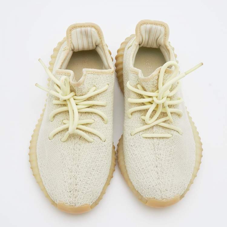 مملوكة مسبقًا Yeezy x Adidas Cream Knit Fabric Boost 350 V2 Butter Low Top Sneakers Size 38