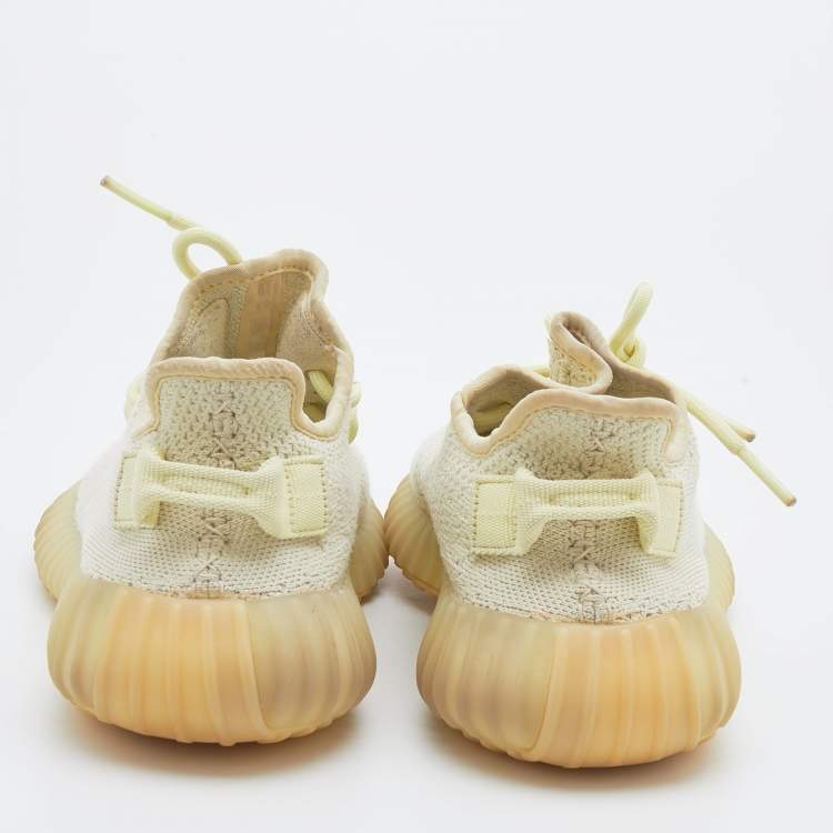 مملوكة مسبقًا Yeezy x Adidas Cream Knit Fabric Boost 350 V2 Butter Low Top Sneakers Size 38