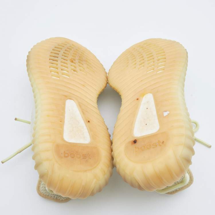 مملوكة مسبقًا Yeezy x Adidas Cream Knit Fabric Boost 350 V2 Butter Low Top Sneakers Size 38