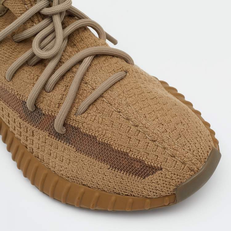 Pre Owned Yeezy x Adidas Brown Knit Fabric Boost 350 V2 Earth Sneakers Size 37 1/3