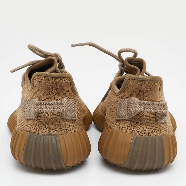 Pre Owned Yeezy x Adidas Brown Knit Fabric Boost 350 V2 Earth Sneakers Size 37 1/3